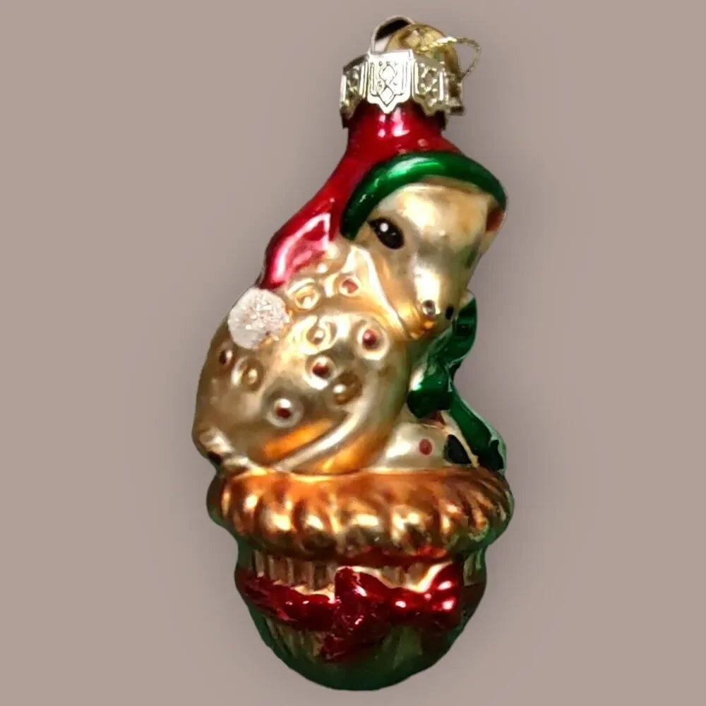 Santa Doe Deer Christmas Ornament Hand Blown Glass Thomas Pacconi Classics 2002